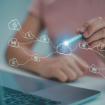 artificial intelligence probe , lady wearing a pink t-shirt , data algorithms